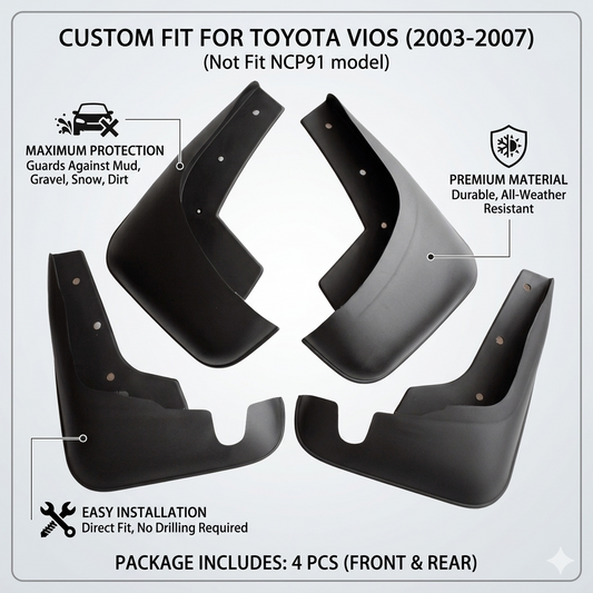 Mud Flaps for Toyota Vios 2003-2007 | No Drill YC101081
