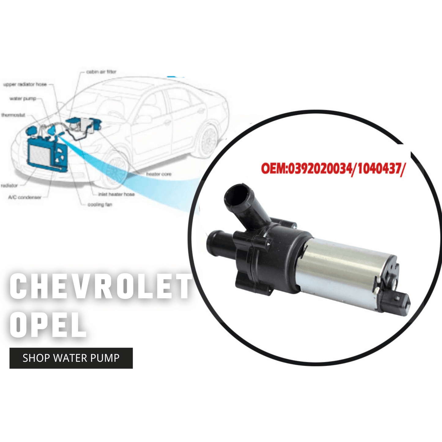 Electric Water Cooling Pump for opel cadiliac chevrolet silverdo gmc 12V NYF1031606