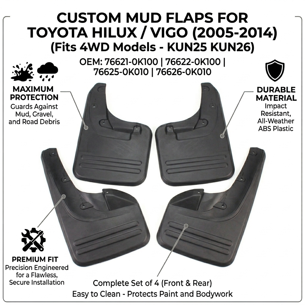 Mud Flaps for Toyota Hilux Vigo 4WD 2006-2015 – OEM 766250K010 YC101040 Splash Guards