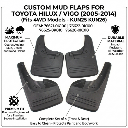 Mud Flaps for Toyota Hilux Vigo 4WD 2006-2015 – OEM 766250K010 YC101040 Splash Guards