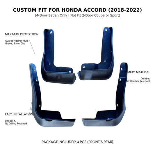 Mud Flaps for Honda Accord 4-Door Sedan 2018-2022 – OEM 08P00-TVA-100 YC101060