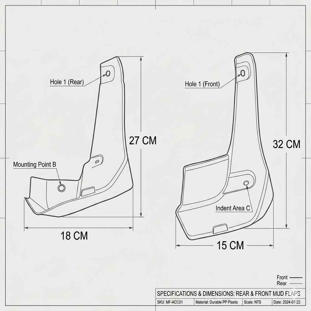Mud Flaps for Honda Civic Sedan 2016-2017 – OEM 08P00-TBA-100 YC101073