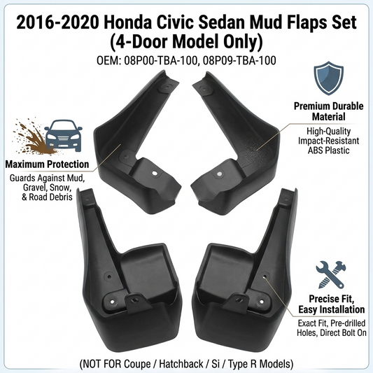 Mud Flaps for Honda Civic Sedan 2016-2017 – OEM 08P00-TBA-100 YC101073