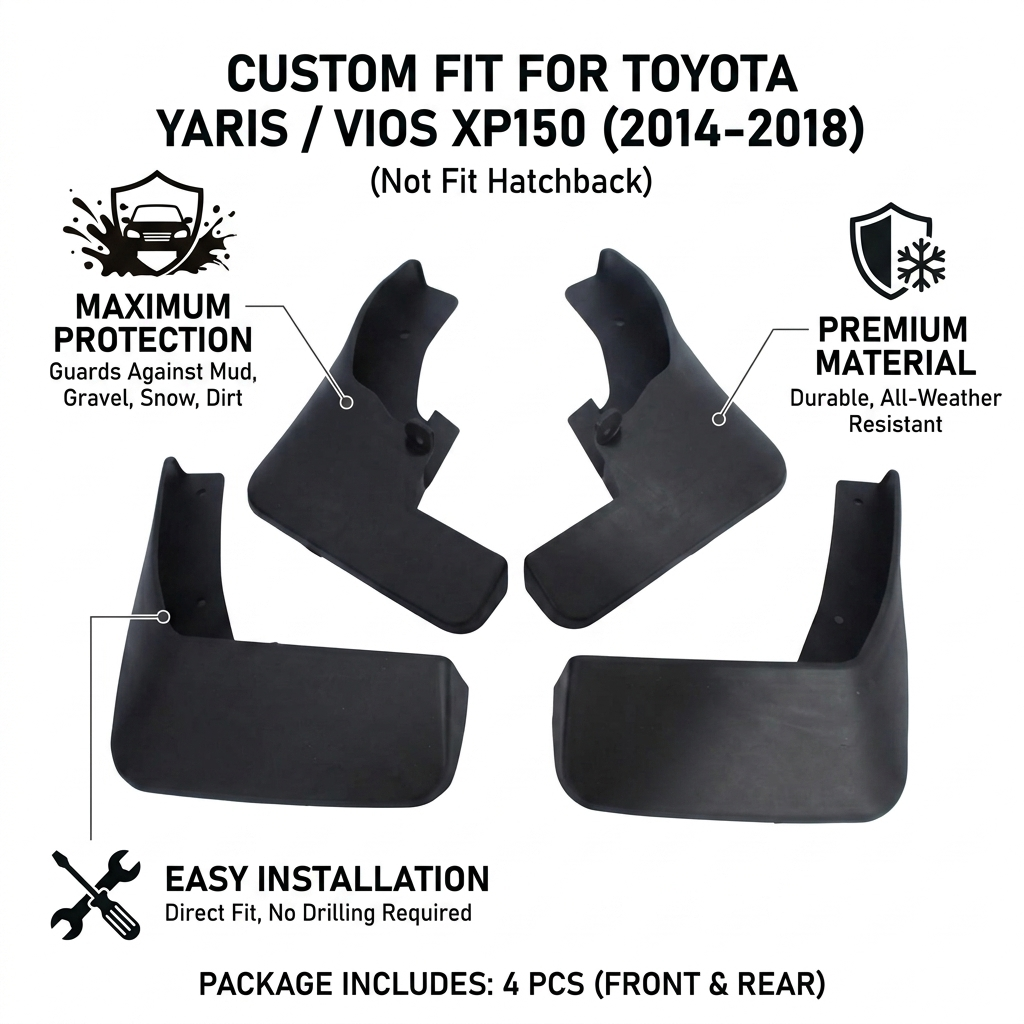 Mud Flaps for Toyota Vios / Yaris XP150 2014-2016 – OEM YC101082 Splash Guards