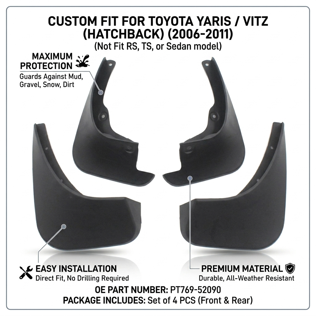 Mud Flaps for Toyota Yaris / Vitz 2006-2011 | No Drill YC101124