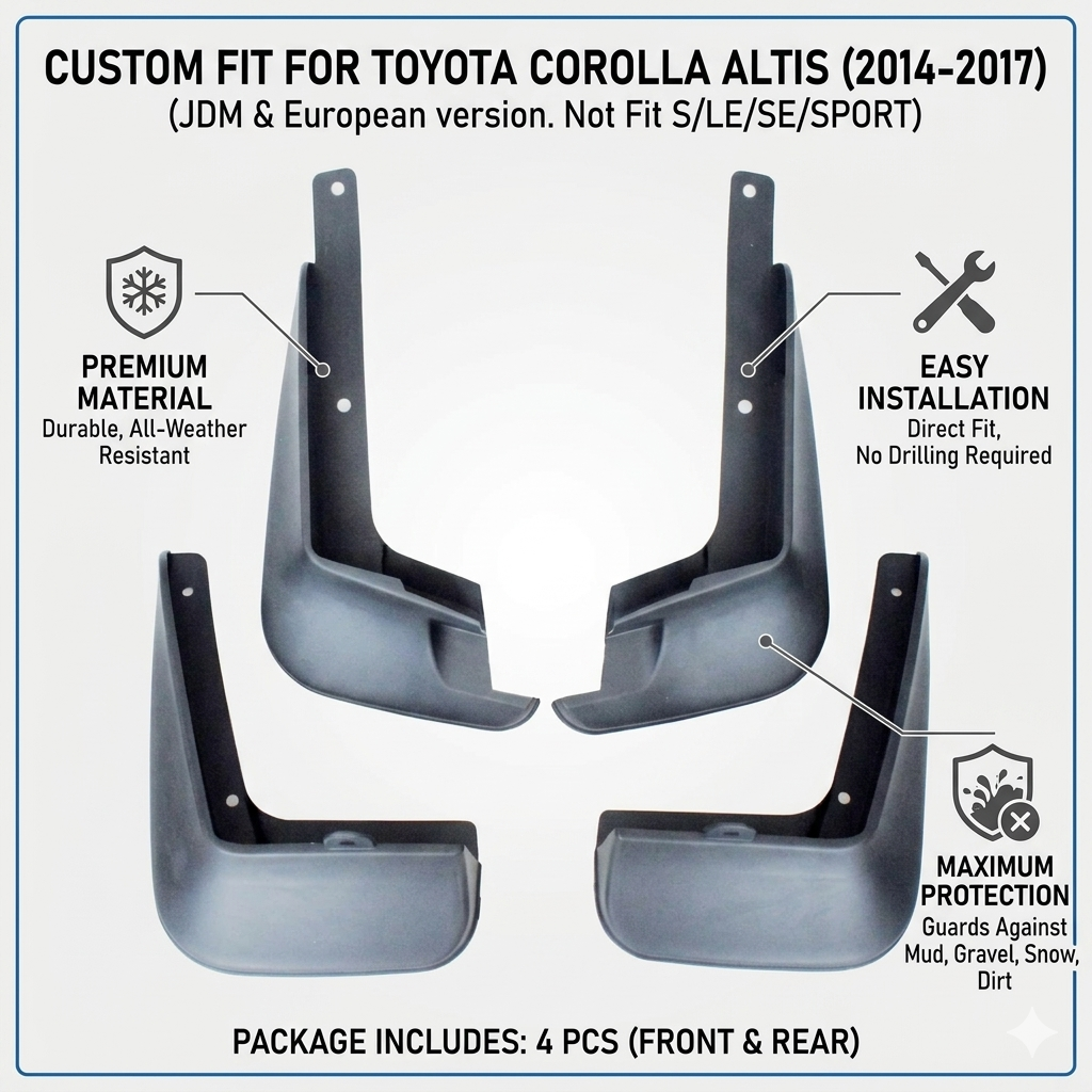 Mud Flaps for Toyota Corolla 2014-2018 – OEM YC101126 Splash Guards