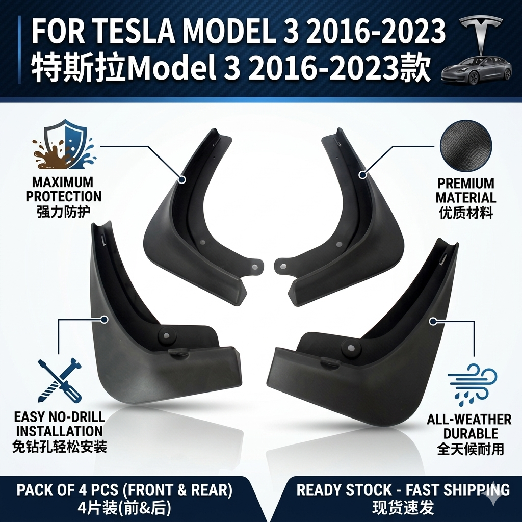 Mud Flaps for Tesla Model 3 – OEM YC101249 Splash Guards