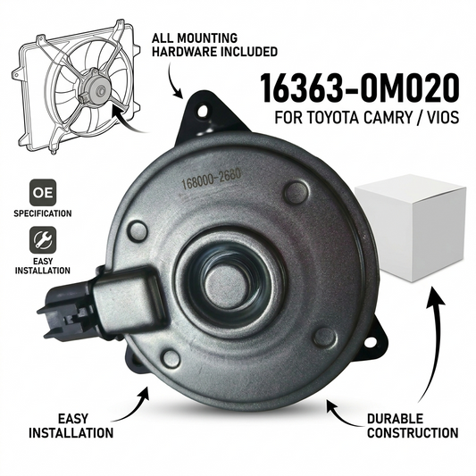 16363-OM020 168000-2680 Radiator Cooling Fan Motor for Toyota Camry / Vios – 12V Direct Fit Replacement