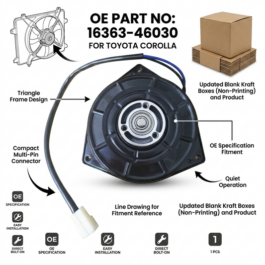 16363-46030 Radiator Cooling Fan Motor for Toyota Corolla – 12V Direct Fit Replacement