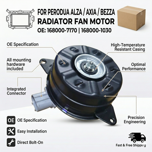 Radiator Cooling Fan Motor for Perodua Alza / Axia / Bezza 12V | OEM 168000-7170 / 168000-1030 (YC702)