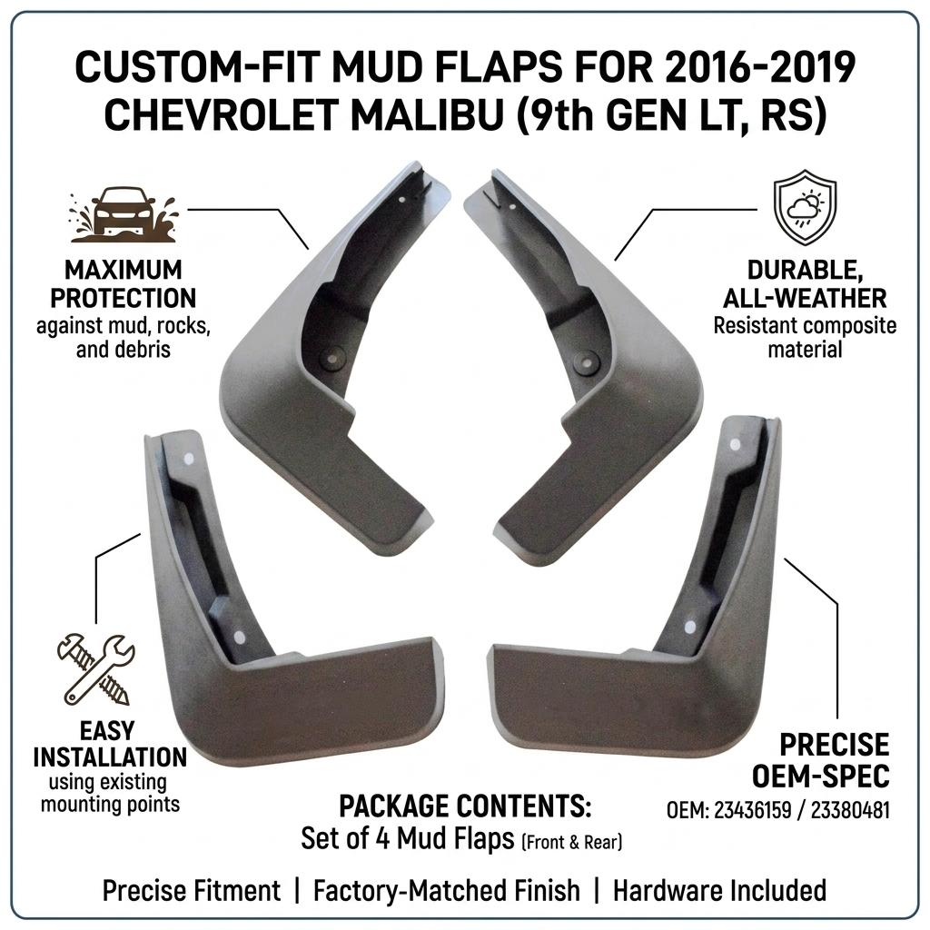 Mud Flaps for Chevrolet Malibu XL 2016-2018 | OEM 23436159 YC102034