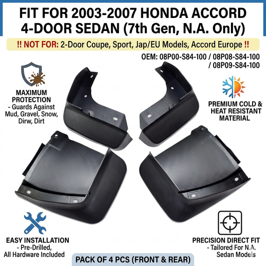 Mud Flaps for Honda Accord 2.4 Sedan 2003-2007 – OEM 08P00-S84-100 YC102043