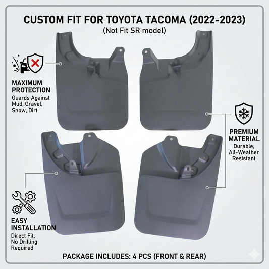 Mud Flaps for 2022-2023 Toyota Tacoma (w/ Fender Flares, Excl. SR/SR5) | Splash Guards 4PCS – YC102464