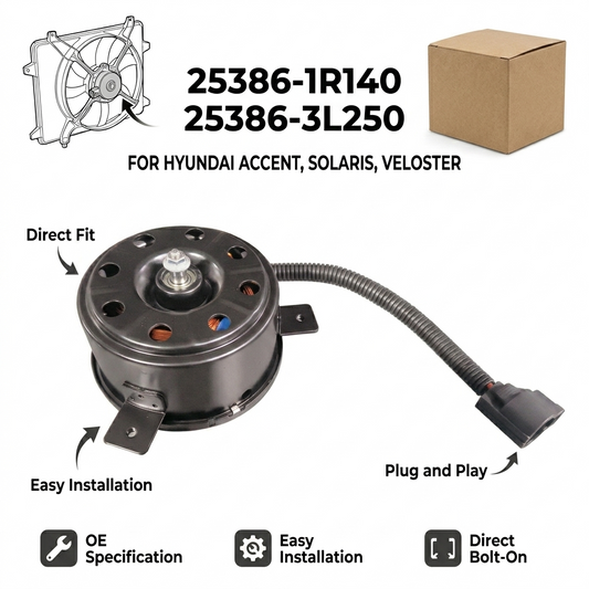 25386-1R140 25386-3L250 Radiator Cooling Fan Motor for Hyundai Accent Solaris Veloster – 12V Direct Fit Replacement