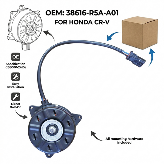 38616-R5A-A01 Radiator Cooling Fan Motor for Honda CR-V – 12V Direct Fit Replacement