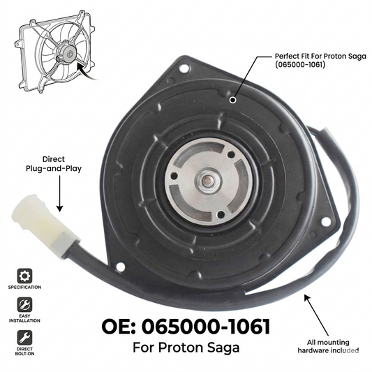 Radiator Cooling Fan Motor for Proton Saga | 12V OEM 065000-1061