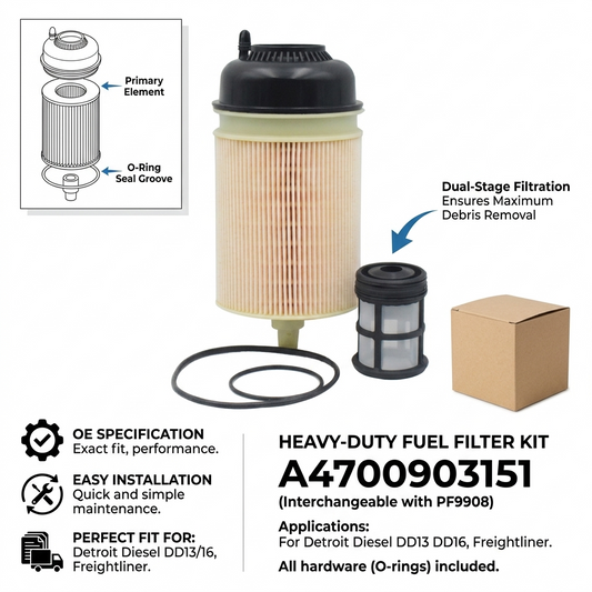 Fuel Filter for Detroit Diesel DD13 DD16 Freightliner Cascadia 2018-2022 | OEM A4700903151 PF9908