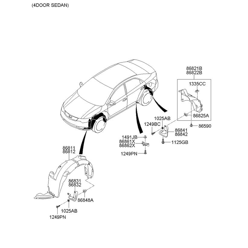 Mud Flaps for Kia Forte 2010-2013 868321M000 YC101038