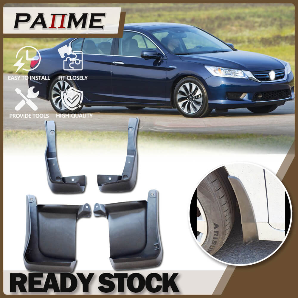 4pc Front & Rear Mud Guards For 2008-2012 Honda Accord Sedan – Black, ABC-autoparts2021