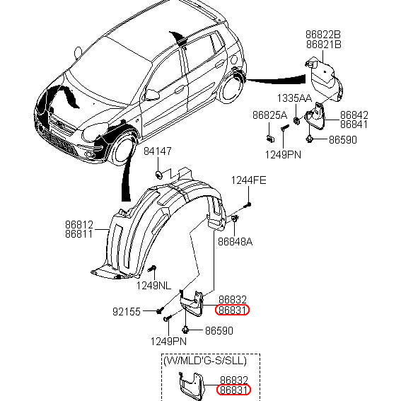 Mud Flaps for Kia Picanto 2008-2010 8684107500 YC101216