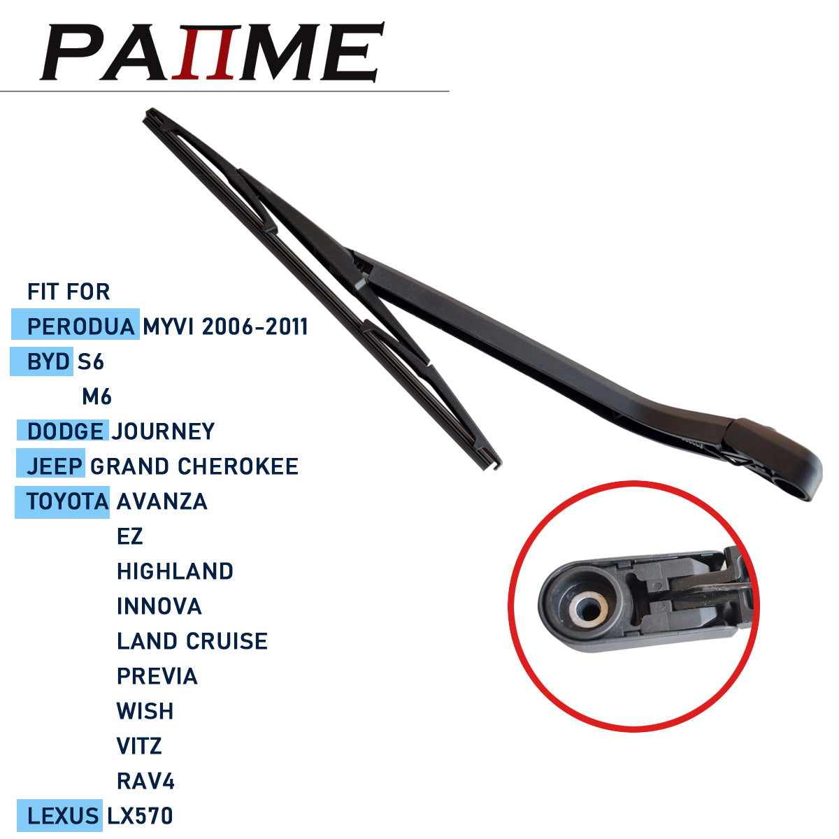 Rear Wiper Arma fit for Toyota BYD Jeep Lexus